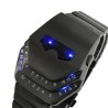 Orologio alla moda in acciaio inossidabile nero - testa di serpente - LED blu