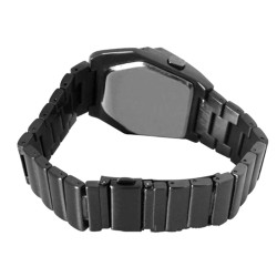 Orologio alla moda in acciaio inossidabile nero - testa di serpente - LED blu