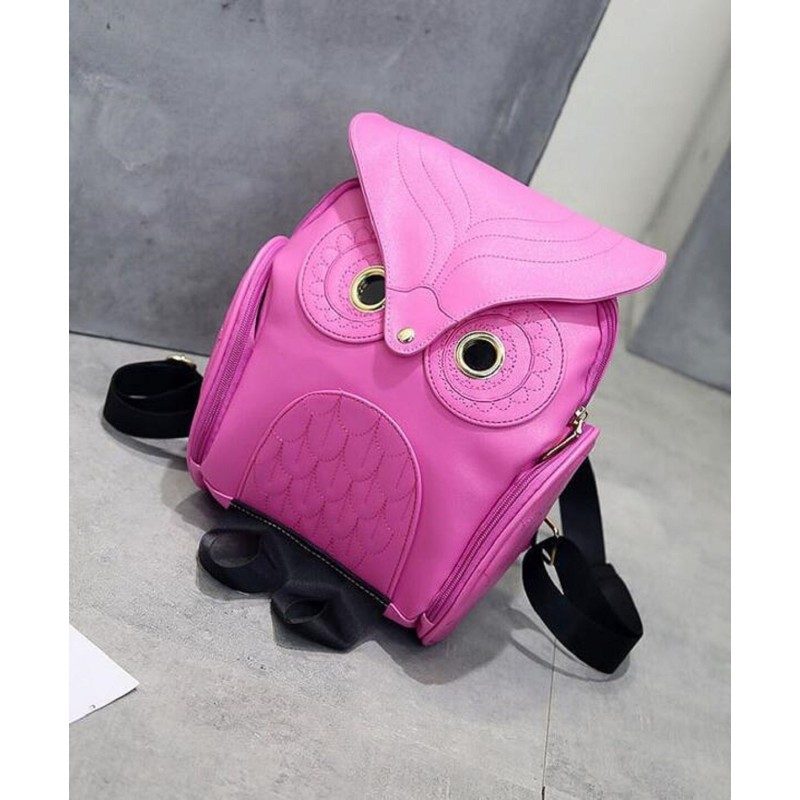 Waterproof leather backpack - with owl patternBackpacks
