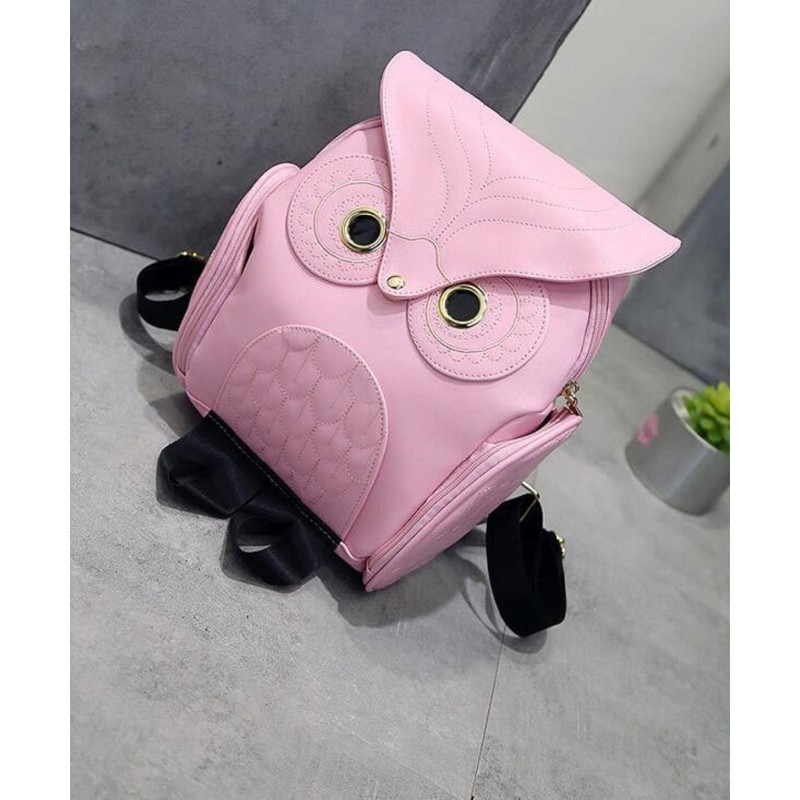 Waterproof leather backpack - with owl patternBackpacks