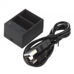 Caricabatteria - doppio slot - con cavo USB - per GoPro 5 / 6 / 7
