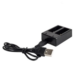 Caricabatteria - doppio slot - con cavo USB - per GoPro 5 / 6 / 7