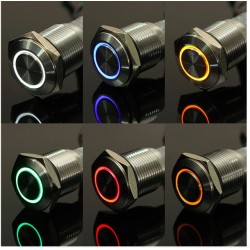 Interruttore a pulsante in metallo - autoripristinante - LED - 16mm