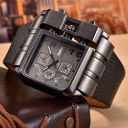 OULM 3364 - Orologio sportivo grande quadrato - Quarzo - Cinturino largo in pelle