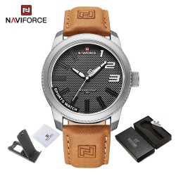 NAVIFORCE - orologio sportivo militare - quarzo - impermeabile - cinturino in pelle - marrone