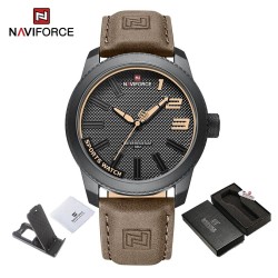 NAVIFORCE - orologio sportivo militare - quarzo - impermeabile - cinturino in pelle - testa di moro