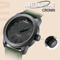 NAVIFORCE - montre de sport militaire - Quartz - étanche - bracelet cuir - noir