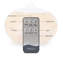 Humidificateur d'air à ultrasons - diffuseur d'huiles essentielles - LED - télécommande - grain de bois - 500 ml