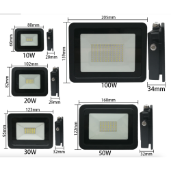 Projecteur LED - réflecteur extérieur - ultra fin - étanche - 220V / 110V - 10W - 20W - 30W - 50W - 100W