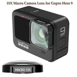Obiettivo per fotocamera macro 4K HD 15X - vetro ottico - per videocamera GoPro Hero 9 Black