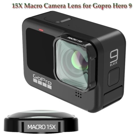 4K HD 15X macro camera lens - optical glass - for GoPro Hero 9 Black Action CameraLenses & filters