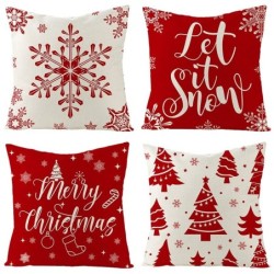 Fodera per cuscino decorativo natalizio - rosso con stampa - 45 * 45 cm