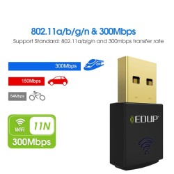 EDUP - 300Mbps - nano USB 2.0 wireless - scheda di rete - ricevitore WiFi