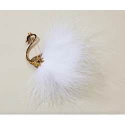 White / black peacock - brooch - feathers - pearlsBrooches