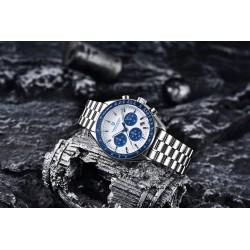 PAGANI DESIGN - Montre à quartz en acier inoxydable - étanche - argent / blanc