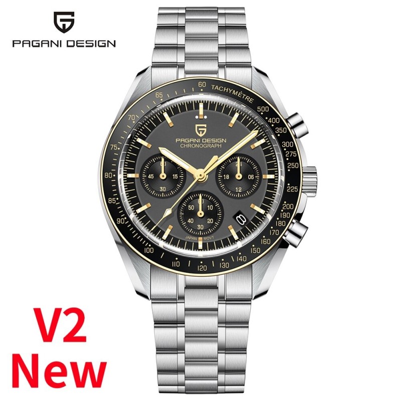 PAGANI DESIGN - Orologio al quarzo in acciaio inossidabile - impermeabile - argento / oro