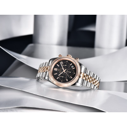 BENYAR - montre à quartz élégante - chronographe - étanche - acier inoxydable - or / noir