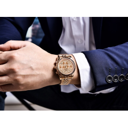 BENYAR - elegante orologio al quarzo - cronografo - impermeabile - acciaio inossidabile - oro