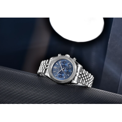 BENYAR - montre à quartz élégante - chronographe - étanche - acier inoxydable - bleu