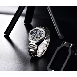 BENYAR - orologio meccanico automatico - design vuoto - acciaio inossidabile - bianco
