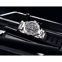 BENYAR - montre mécanique automatique - design évidé - acier inoxydable - noir