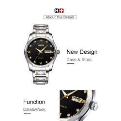 HAIQIN - orologio meccanico automatico - acciaio inossidabile - argento/bianco