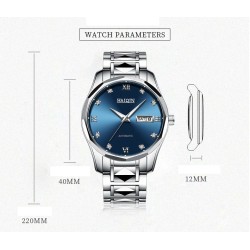 HAIQIN - orologio meccanico automatico - acciaio inossidabile - argento/bianco