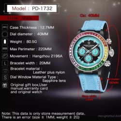 PAGANI DESIGN - orologio sportivo meccanico - cronografo - lunetta arcobaleno - cinturino in pelle - viola