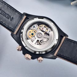 PAGANI DESIGN - orologio sportivo meccanico - cronografo - lunetta arcobaleno - cinturino in pelle - viola