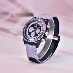 PAGANI DESIGN - orologio sportivo meccanico - cronografo - lunetta arcobaleno - cinturino in pelle - viola