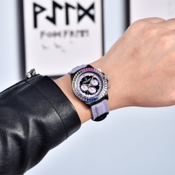 PAGANI DESIGN - orologio sportivo meccanico - cronografo - lunetta arcobaleno - cinturino in pelle - viola