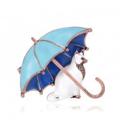 Gatto con ombrello - spilla smaltata