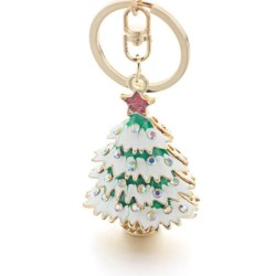 Enamel Christmas tree - crystals - red star - keychainKeyrings