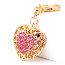 Coeur évidé avec cristaux - porte-clés