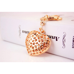 Hollow-out heart with crystals - keychainKeyrings