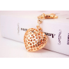Hollow-out heart with crystals - keychainKeyrings
