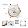 LOBINNI - orologio al quarzo di lusso - fasi lunari - impermeabile - acciaio inossidabile - oro/bianco