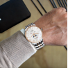 LOBINNI - orologio al quarzo di lusso - fasi lunari - impermeabile - acciaio inossidabile - oro/bianco