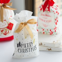 Sacs cadeaux de Noël avec cordon de serrage 10 pièces
