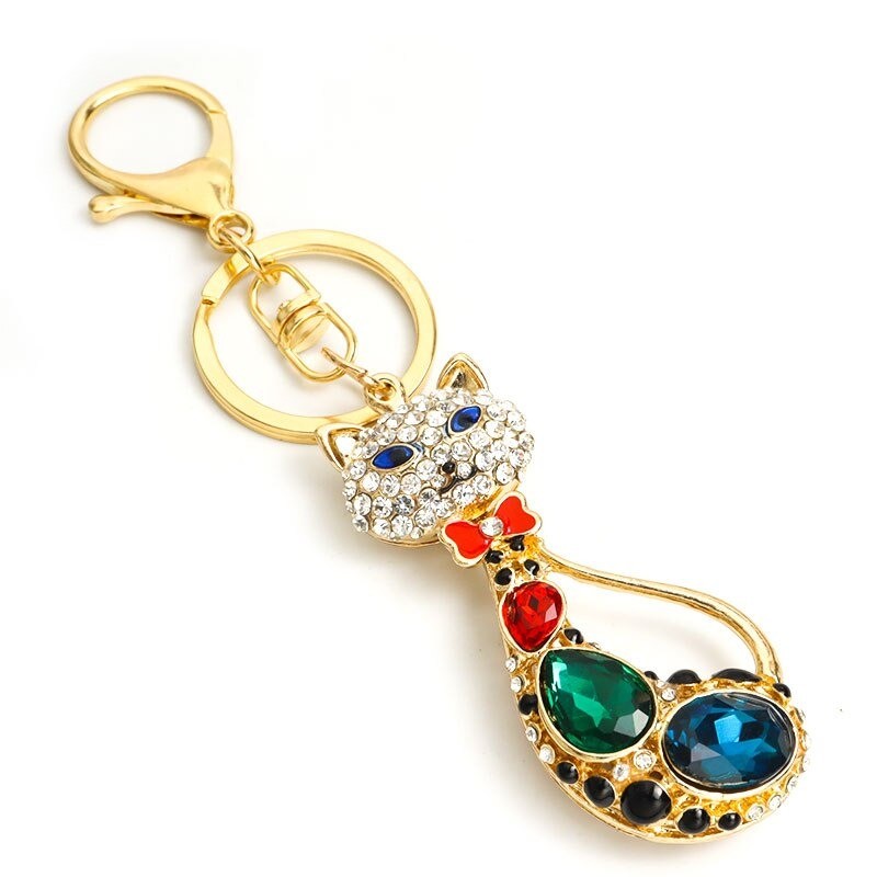 Crystal long-tail cat - keychainKeyrings