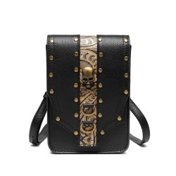 Borsa a spalla piccola in pelle - stile punk - teschio/rivetti