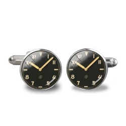 Round silver cufflinks - with watch patternCufflinks