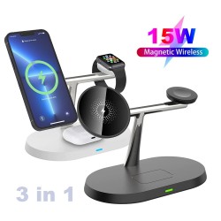Caricabatterie wireless 3 in 1 - supporto magnetico - ricarica rapida - per iPhone - iWatch - AirPods - 15W