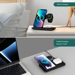 Chargeur sans fil 3 en 1 - support de charge rapide - pour iPhone - AirPods - Apple Watch - Samsung