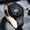CHENXI - orologio al quarzo meccanico automatico - impermeabile - design scheletrato - nero
