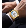CHENXI - orologio al quarzo meccanico automatico - impermeabile - design scheletrato - oro/bianco