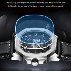 CHENXI - orologio al quarzo meccanico automatico - impermeabile - design scheletrato - argento / nero