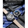 CHENXI - orologio al quarzo meccanico automatico - impermeabile - design scheletrato - argento / nero