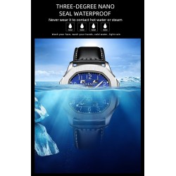 CHENXI - orologio al quarzo meccanico automatico - impermeabile - design scheletrato - argento / nero