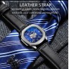 CHENXI - orologio al quarzo meccanico automatico - impermeabile - design scheletrato - argento / nero